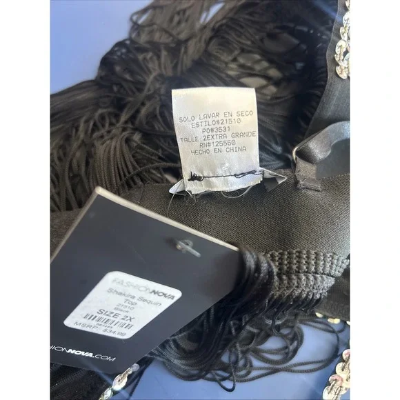 Black Fringe Sequin Bralette Dress - Picture 9 of 9